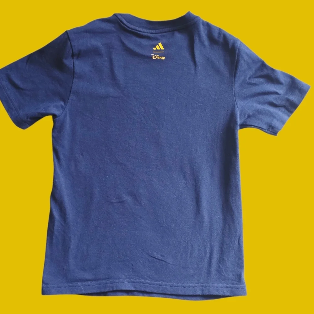 Adidas Kids Navy Tee with Bold Yellow Graphic